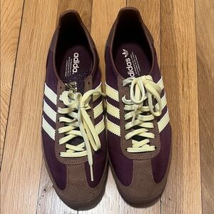 Adidas Burgundy and Brown Sneakers with Cream Accents